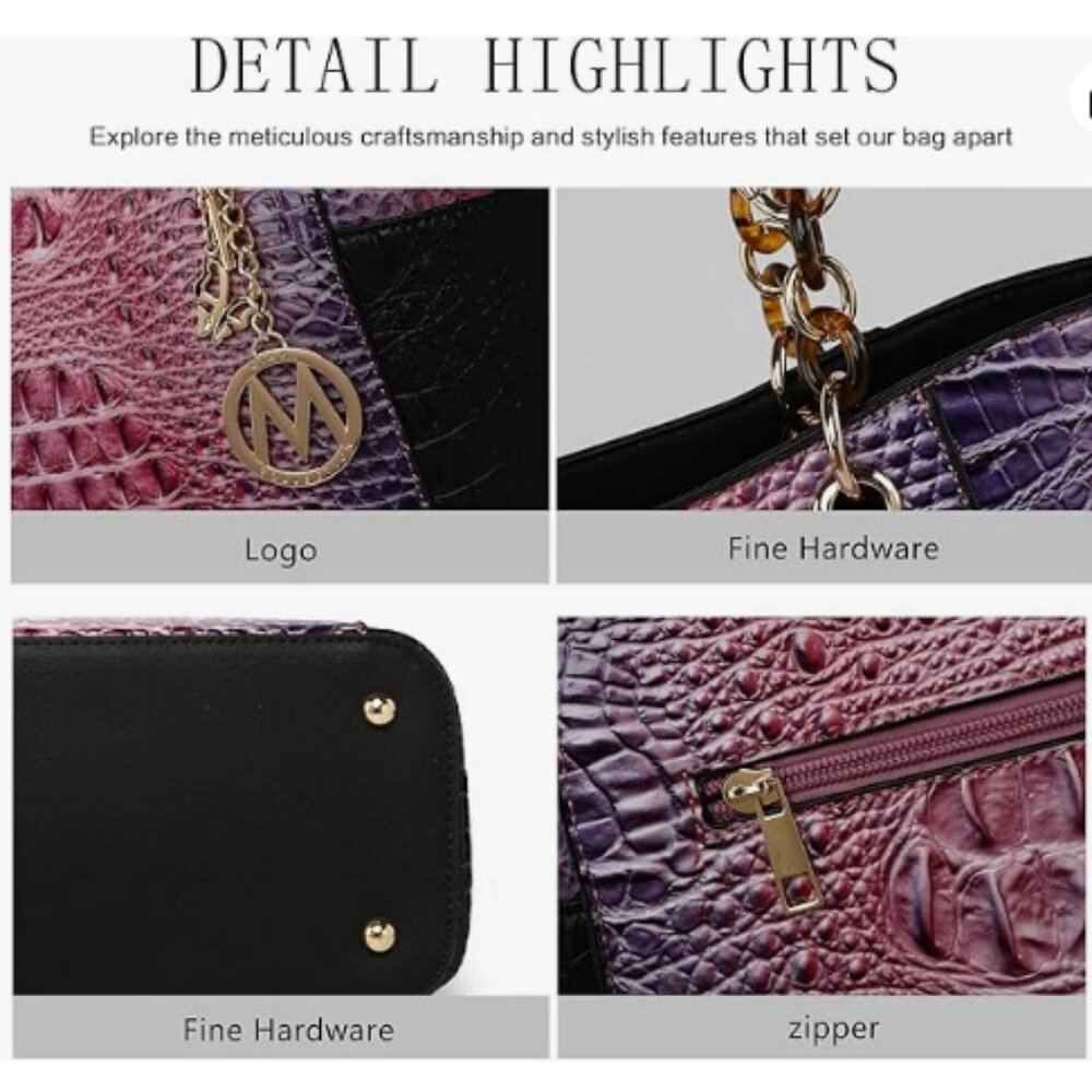Mia K Collection Multicolor Croc-Embossed Women's Handbag - Picture 4 of 4